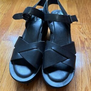 Kork-Ease Black Sandals Minimalist Slip-On Comfort